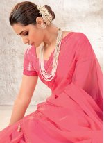 Fancy Organza Trendy Saree in Pink
