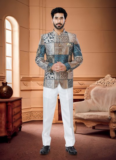 Fancy Satin Jodhpuri Suit in Multi Colour