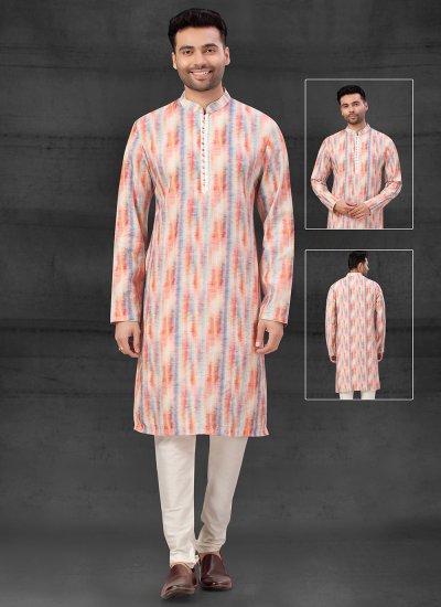 Fancy Silk Kurta Pyjama in Multi Colour