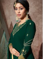 Fantastic Sea Green Trendy Anarkali Salwar Suit