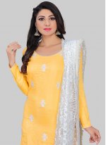 Fantastic Yellow Silk Pant Style Suit