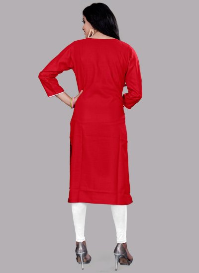 Fascinating Red Festival Party Wear Kurti