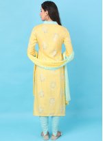 Fascinating Yellow Woven Rayon Readymade Salwar Suit