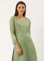 Fashionable Chanderi Silk Sea Green Churidar Salwar Suit