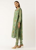Fashionable Chanderi Silk Sea Green Churidar Salwar Suit