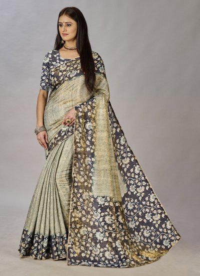 Fashionable Digital Print Jacquard Silk Classic Designer Saree