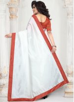 Fashionable Patch Border White Traditional Saree