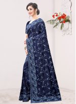 Fashionable Silk Navy Blue Contemporary Saree