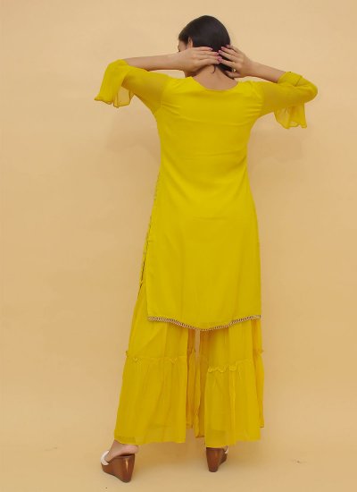 Fashionable Thread Mustard Designer Salwar Kameez 