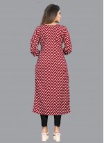 Faux Crepe Party Wear Kurti in Red