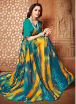 Faux Georgette Abstract Print Multi Colour Printed Saree