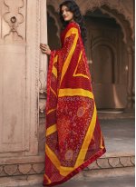 Faux Georgette Abstract Print Multi Colour Saree