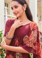Faux Georgette Contemporary Style Saree in Maroon