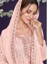 Faux Georgette Designer Pakistani Salwar Suit in Pink
