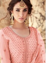 Faux Georgette Designer Palazzo Suit in Pink