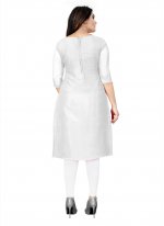 Faux Georgette Embroidered Churidar Designer Suit in Off White