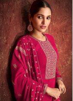 Faux Georgette Embroidered Pink Designer Pakistani Salwar Suit