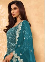 Faux Georgette Embroidered Rama Designer Pakistani Salwar Suit