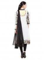 Faux Georgette Embroidered Readymade Anarkali Salwar Suit in Off White