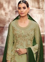 Faux Georgette Green Embroidered Designer Pakistani Salwar Suit