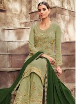 Faux Georgette Green Embroidered Designer Pakistani Salwar Suit