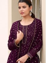 Faux Georgette Purple Designer Pakistani Salwar Suit