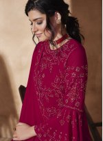 Faux Georgette Swarovski Magenta Designer Pakistani Salwar Suit