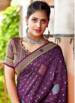 Faux Georgette Traditional Saree in Purple