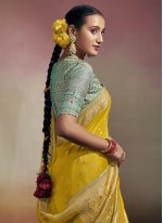 Faux Georgette Trendy Saree in Yellow