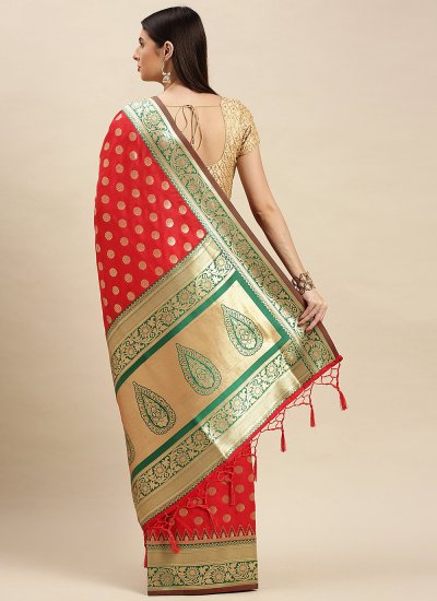 Festal Banarasi Silk Red Designer Traditional Saree