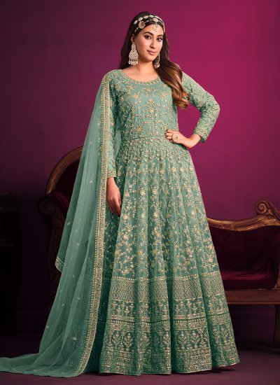 Festal Net Green Embroidered Anarkali Salwar Suit