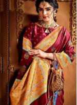 Festal Silk Weaving Maroon Classic Saree