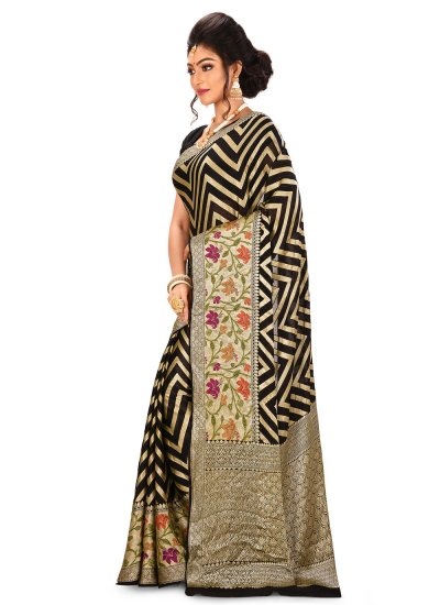Fetching Banarasi Silk Black Weaving Classic Saree