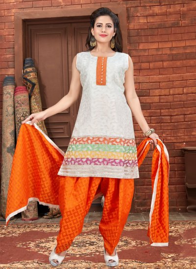 Fetching Banglori Silk Fancy Off White Designer Patiala Suit