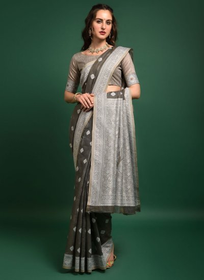 Fetching Grey Festival Traditional Saree