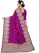 Fetching Purple Embroidered Designer Traditional Saree