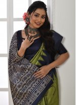 Fetching Sea Green Print Contemporary Style Saree