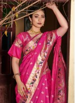 Fetching Weaving Rani Banarasi Silk Classic Designer Saree