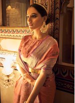 Fetching Weaving Tussar Silk Peach Classic Designer Saree