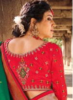 Fine Weaving Banarasi Silk Green Classic Saree