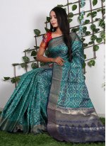 Firozi Pure Silk Weaving Classic Saree