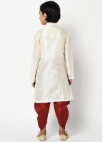 Flamboyant Dupion Silk Embroidered White Angrakha
