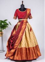 Flamboyant Jacquard Silk Weaving Trendy Lehenga Choli