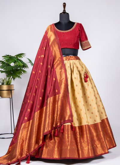 Flamboyant Jacquard Silk Weaving Trendy Lehenga Choli