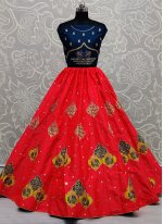 Flamboyant Silk Red Zari Lehenga Choli