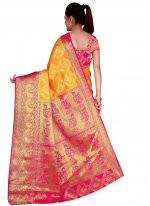 Flamboyant Weaving Silk Mustard Designer Traditional Saree