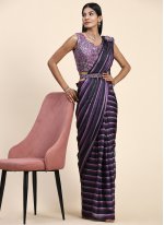 Flattering Black and Purple Classic Saree