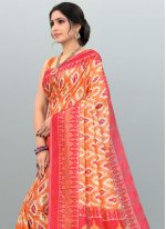 Flattering Weaving Silk Orange Casual Saree