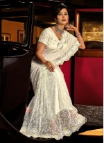Flawless Net Off White Diamond Designer Saree