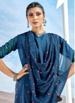 Foil Classic Saree in Navy Blue